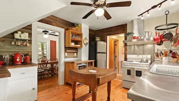 Fridge, microwave, oven, coffee/tea maker