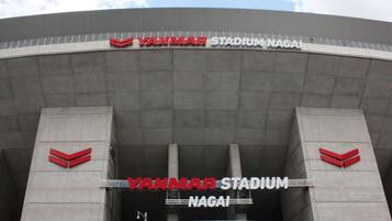 Yanmar Stadium Nagai with a modern architectural design and clear signage.
