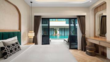 Deluxe Room, 1 King Bed, Pool Access | 1 bedroom, in-room safe, desk, laptop workspace