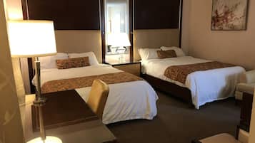 Basic Double Room, 2 Queen Beds | Desk, blackout curtains, iron/ironing board, free WiFi