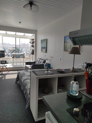 Interior - 3 minutes from the beach, beautiful studio with 1 bed 2 p, veranda, terrace, park. wifi (Perros-Guirec)