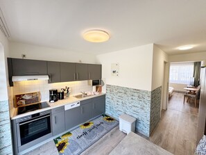 Fridge, microwave, oven, dishwasher