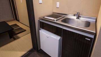 Japanese Town Style House | Private kitchen | Fridge, microwave, stovetop, coffee/tea maker