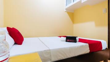 Desk, free WiFi, bed sheets