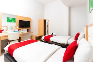 Desk, free WiFi, bed sheets