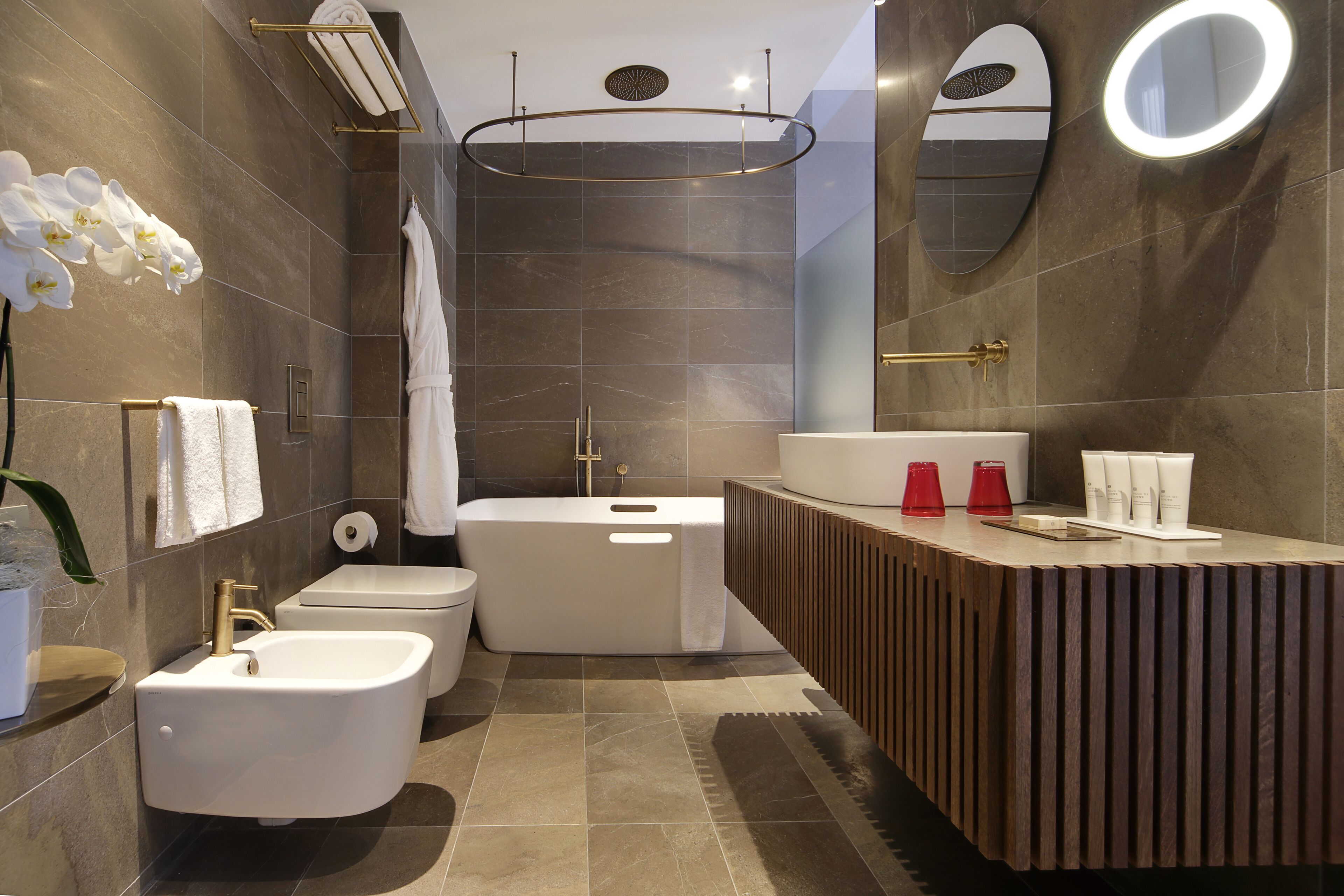 free toiletries, hair dryer, bathrobes, slippers