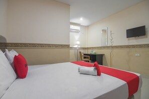 Desk, free WiFi, bed sheets