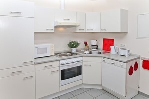 Fridge, microwave, oven, dishwasher