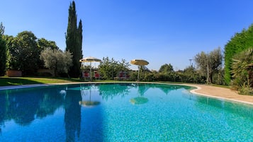 Piscina all'aperto, lettini