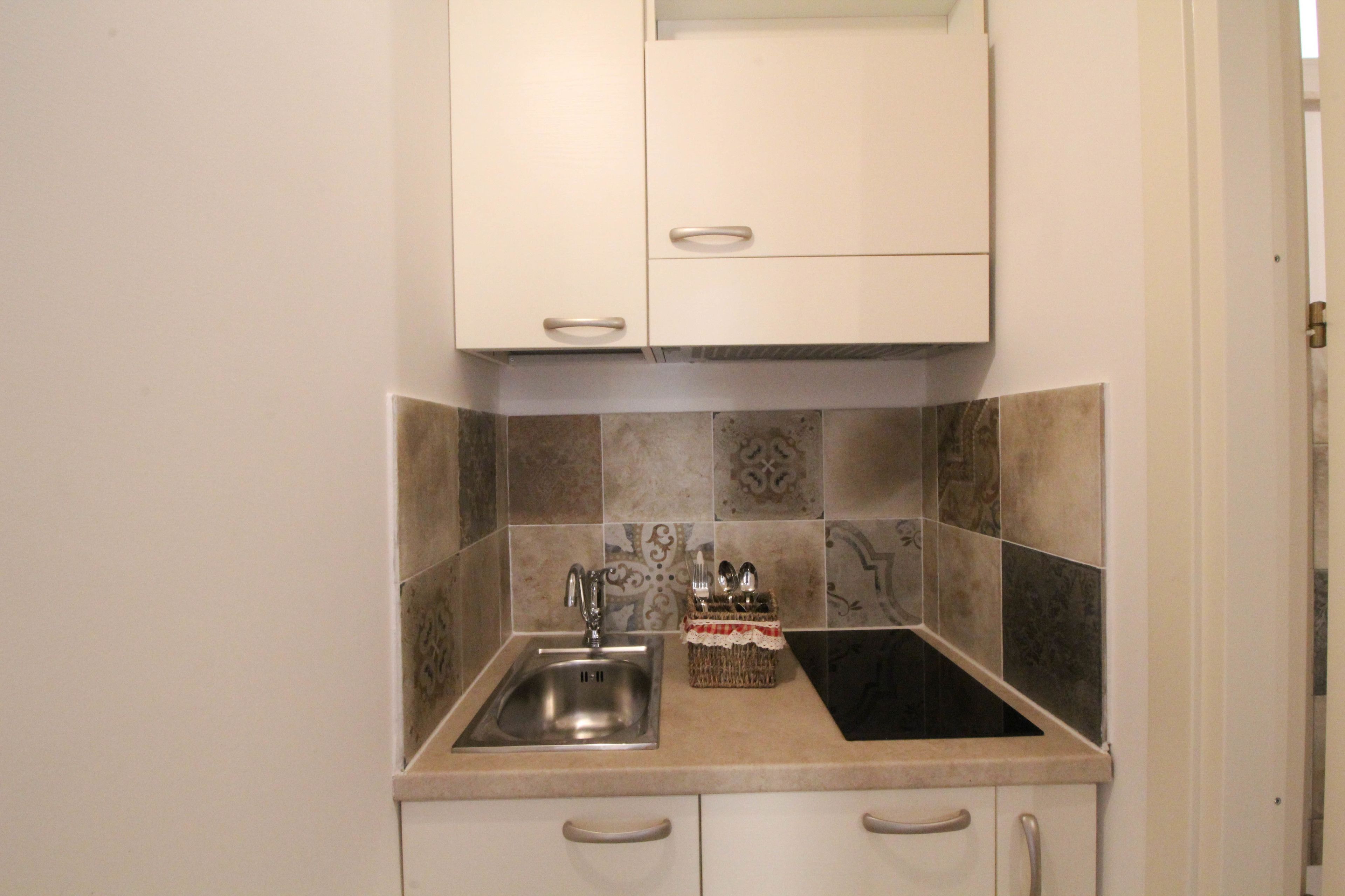 더블룸 | 전용 주방 | 냉장고, 쿡탑, 전기 주전자, 조리 도구/접시/주방 기구