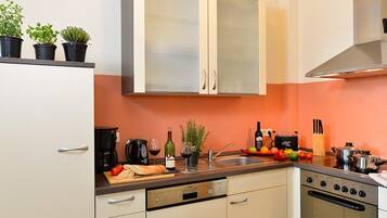 Apartment | Private kitchen | Fridge, oven, stovetop, dishwasher