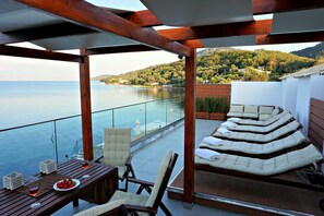 Panoramic Apartment, Sea View | Terrace/patio - Galini beach studios (Corfu)