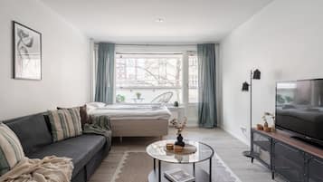 Kaupunkihuoneisto, parveke, kaupunkinäköala | Oleskelualue | LED-televisio