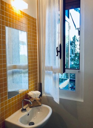 Dusche, Haartrockner, Bidet, Handtücher