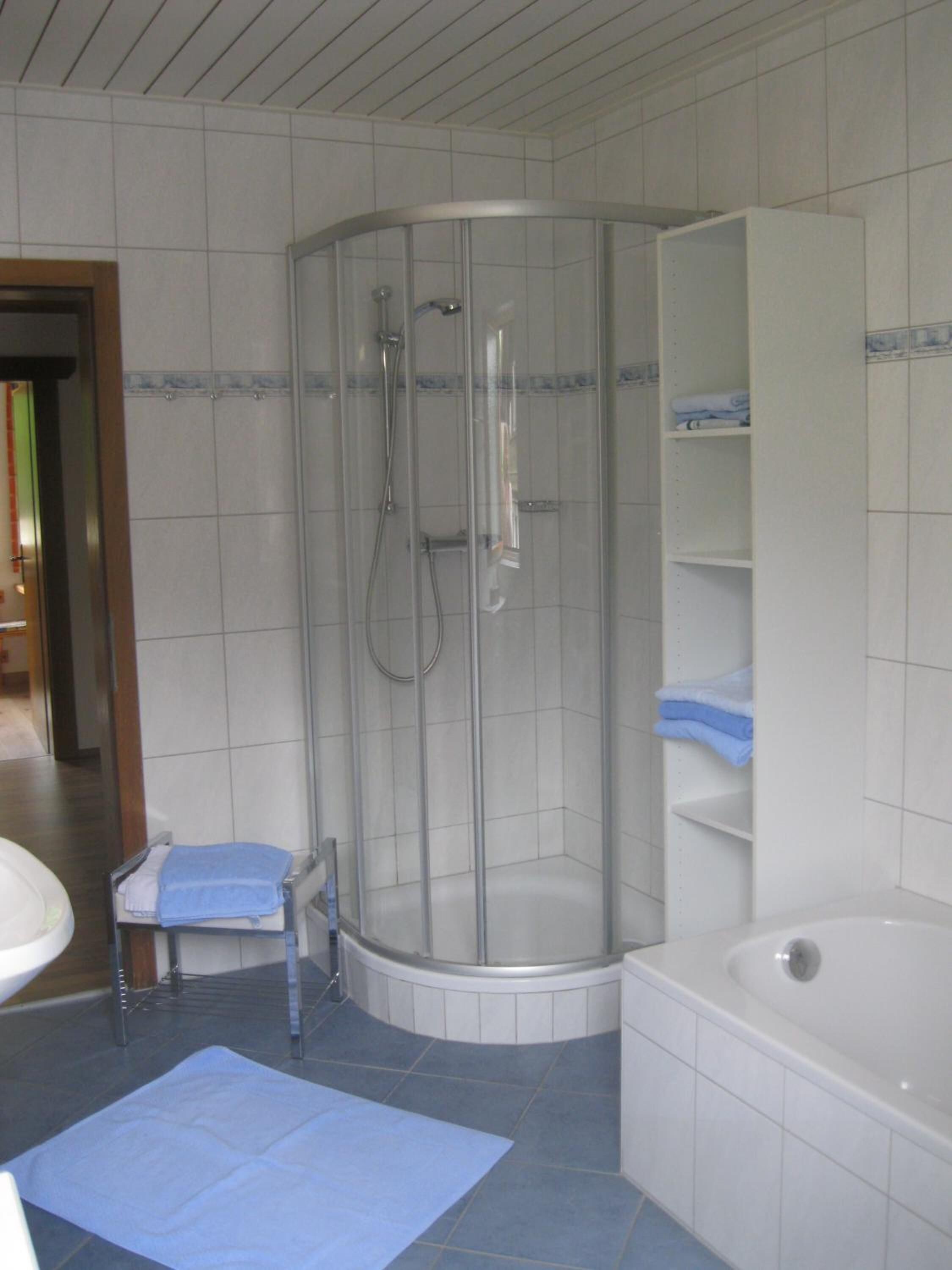 Dusche, Haartrockner, Handtücher