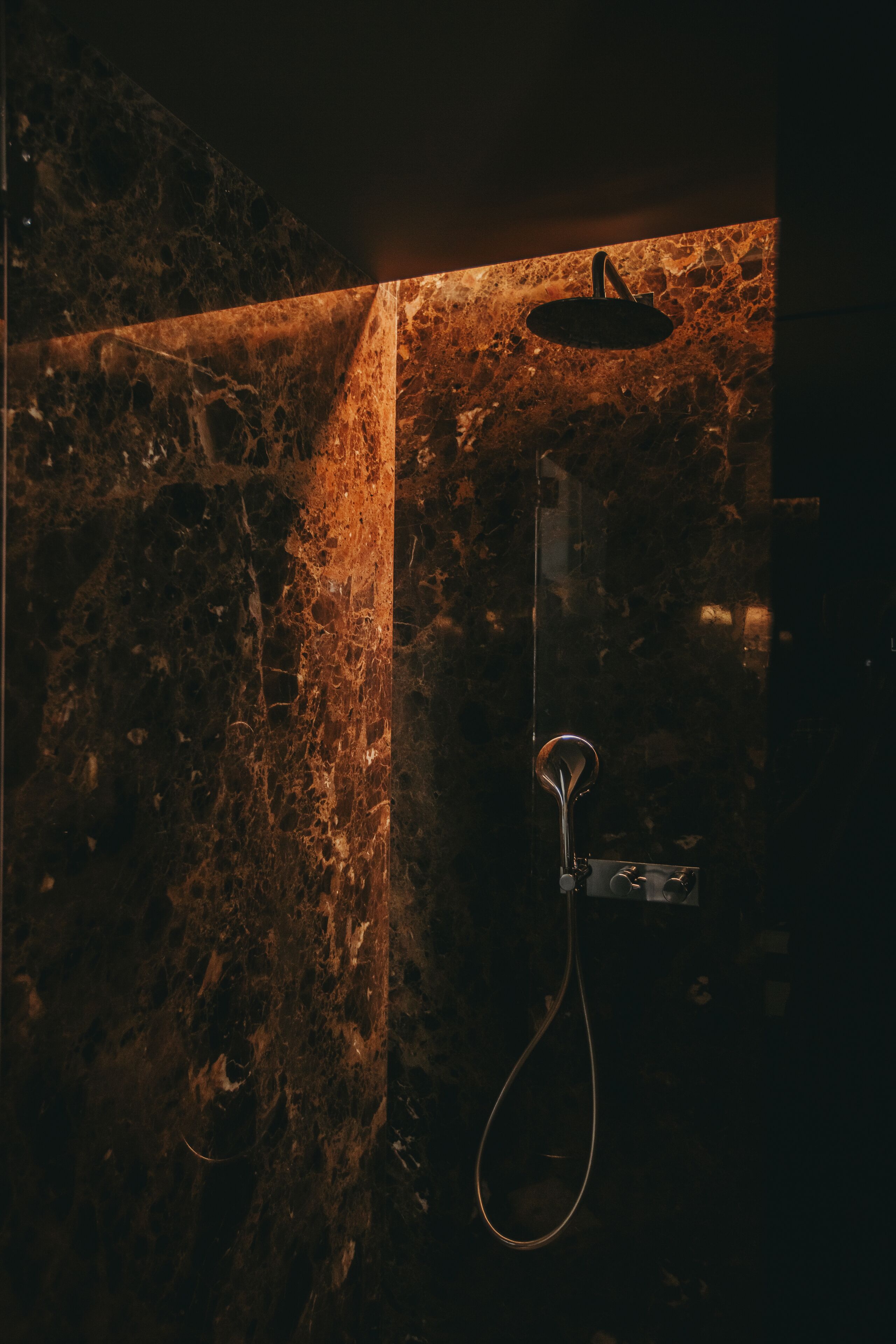 deluxe double room | bathroom | shower, rainfall showerhead, designer toiletries, hair dryer