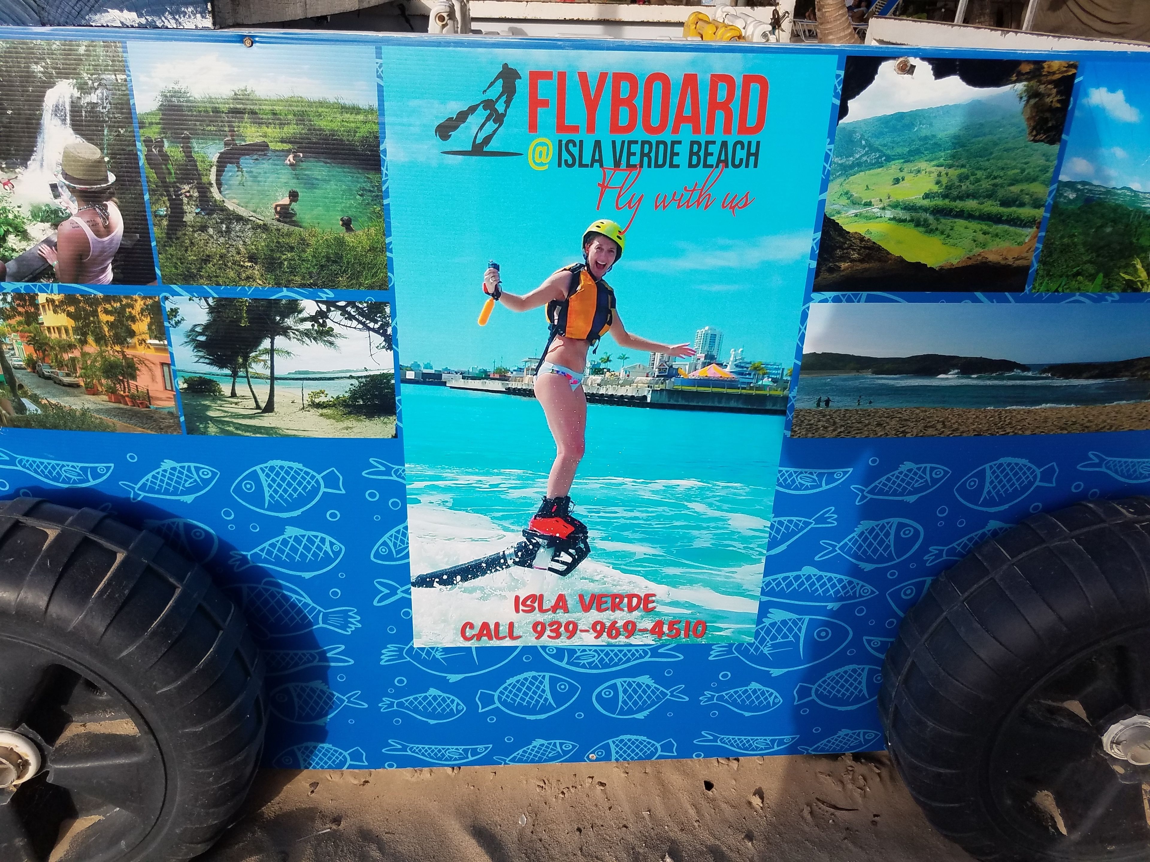 Flyboard-mainos Isla Verde -rannalla.