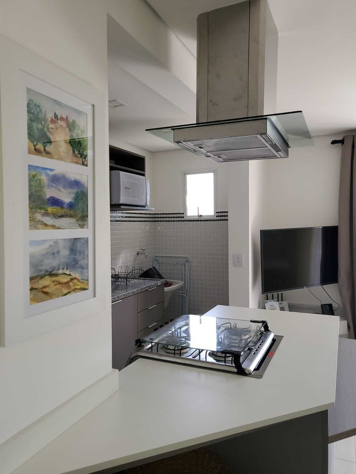 Apartamento Studio Superior Sem Garagem | Eigene Küche | Kühlschrank, Mikrowelle, Ofen, Kochgeschirr/Geschirr/Besteck