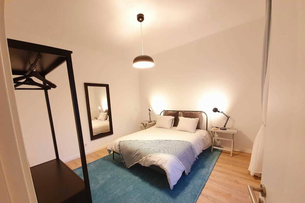 Individually decorated, desk, laptop workspace, iron/ironing board