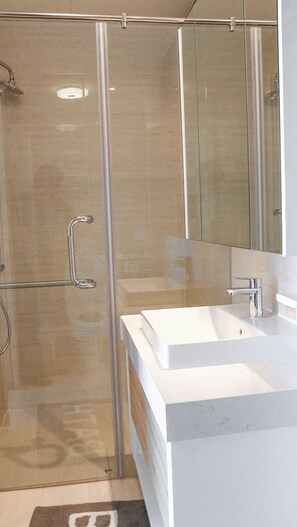Regadera, secadora de cabello, bidet, toallas 