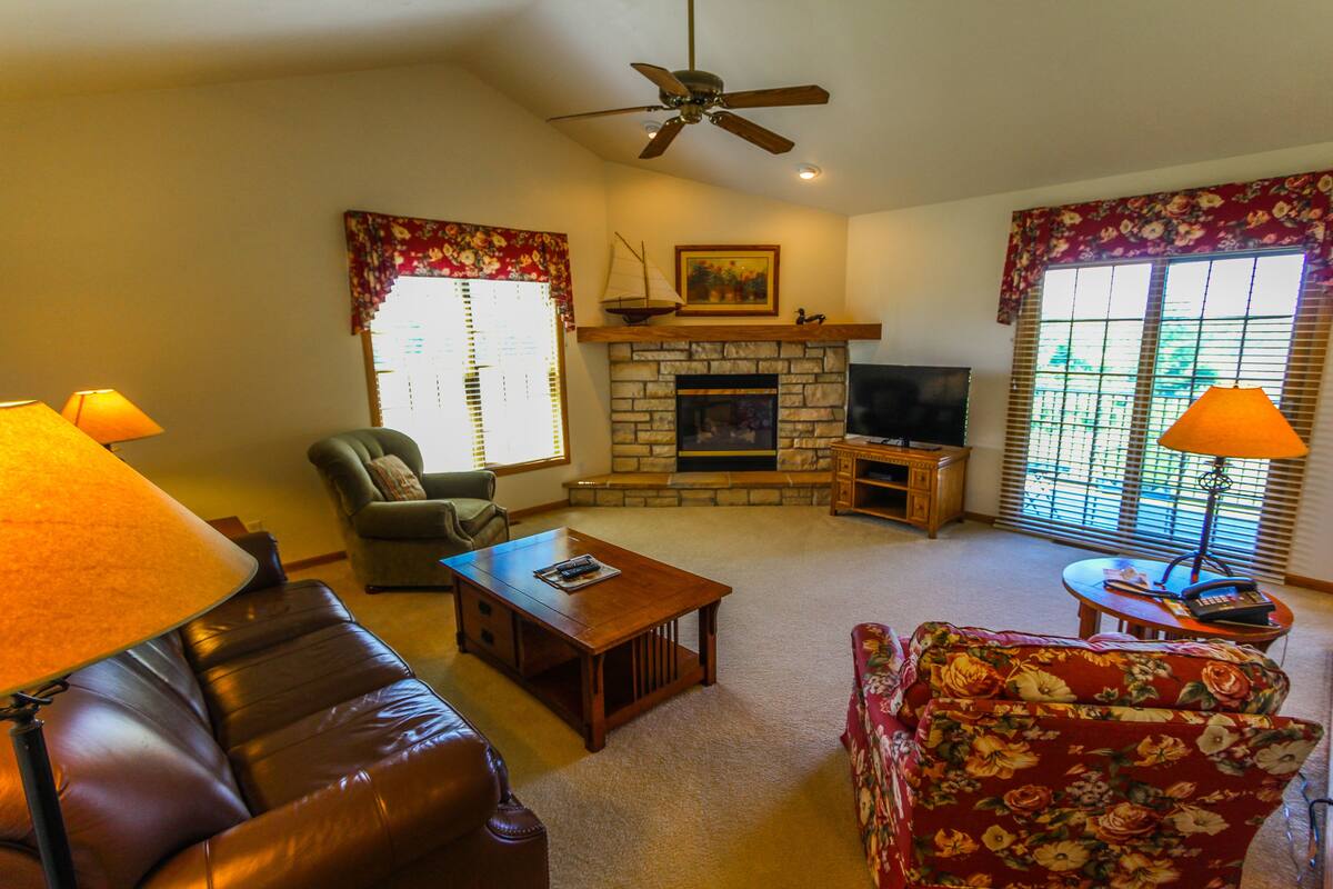 TV, fireplace, DVD player