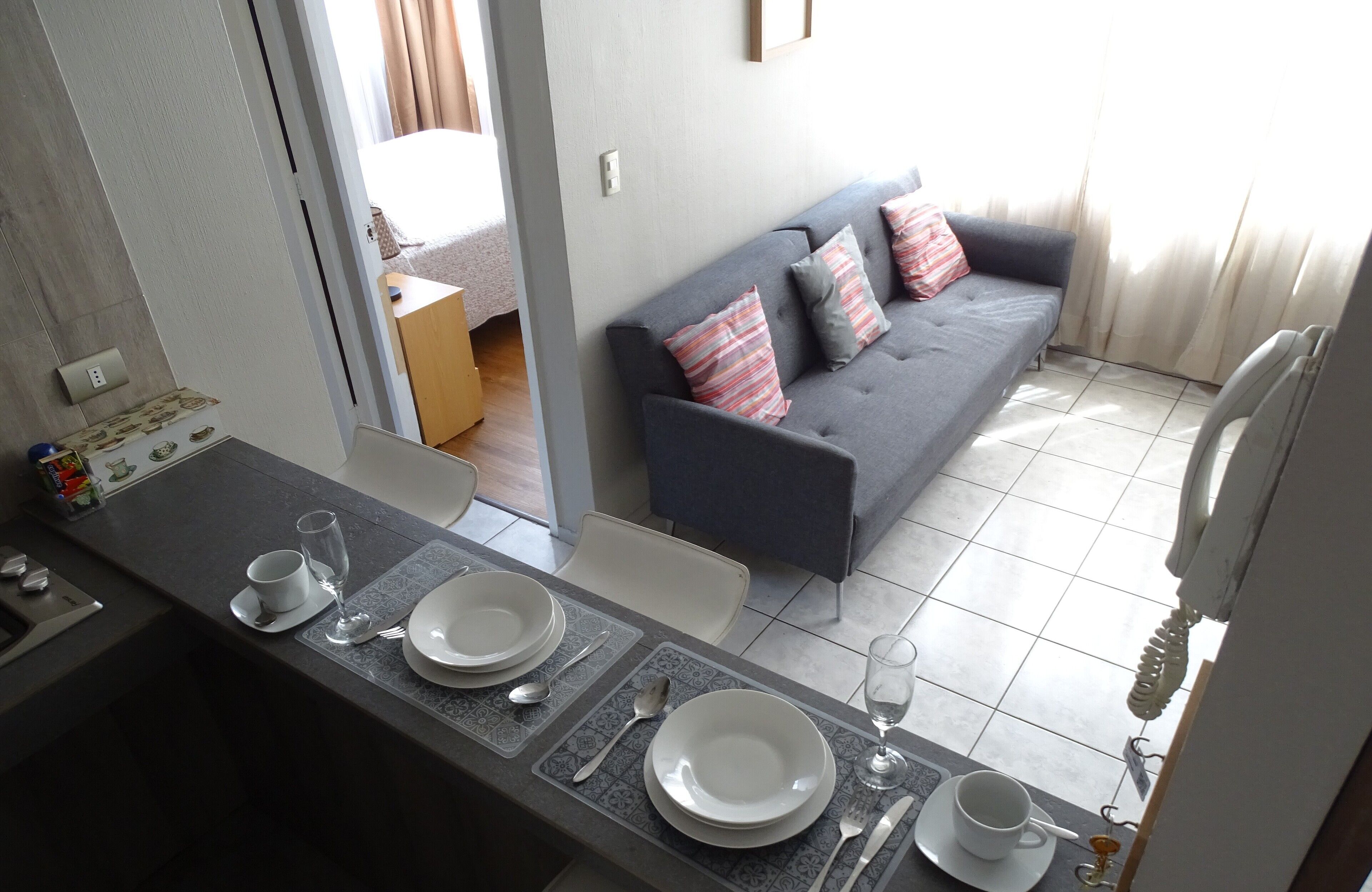 49-inch flat-screen TV with cable channels, TV