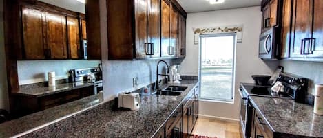 Fridge, microwave, oven, dishwasher