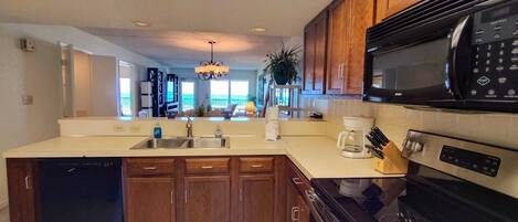 Fridge, microwave, oven, dishwasher