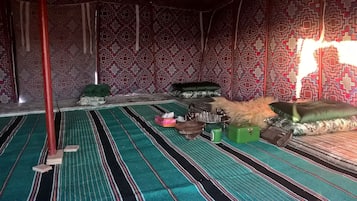 Traditional Tent (Traditional Bed) | Living area | Fireplace
