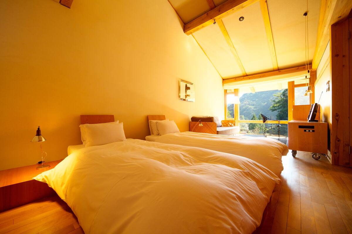 Habitación básica con 2 camas individuales, vista al río | Ropa de cama de alta calidad, edredón y artículos del minibar gratis