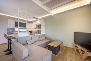 TV, fireplace