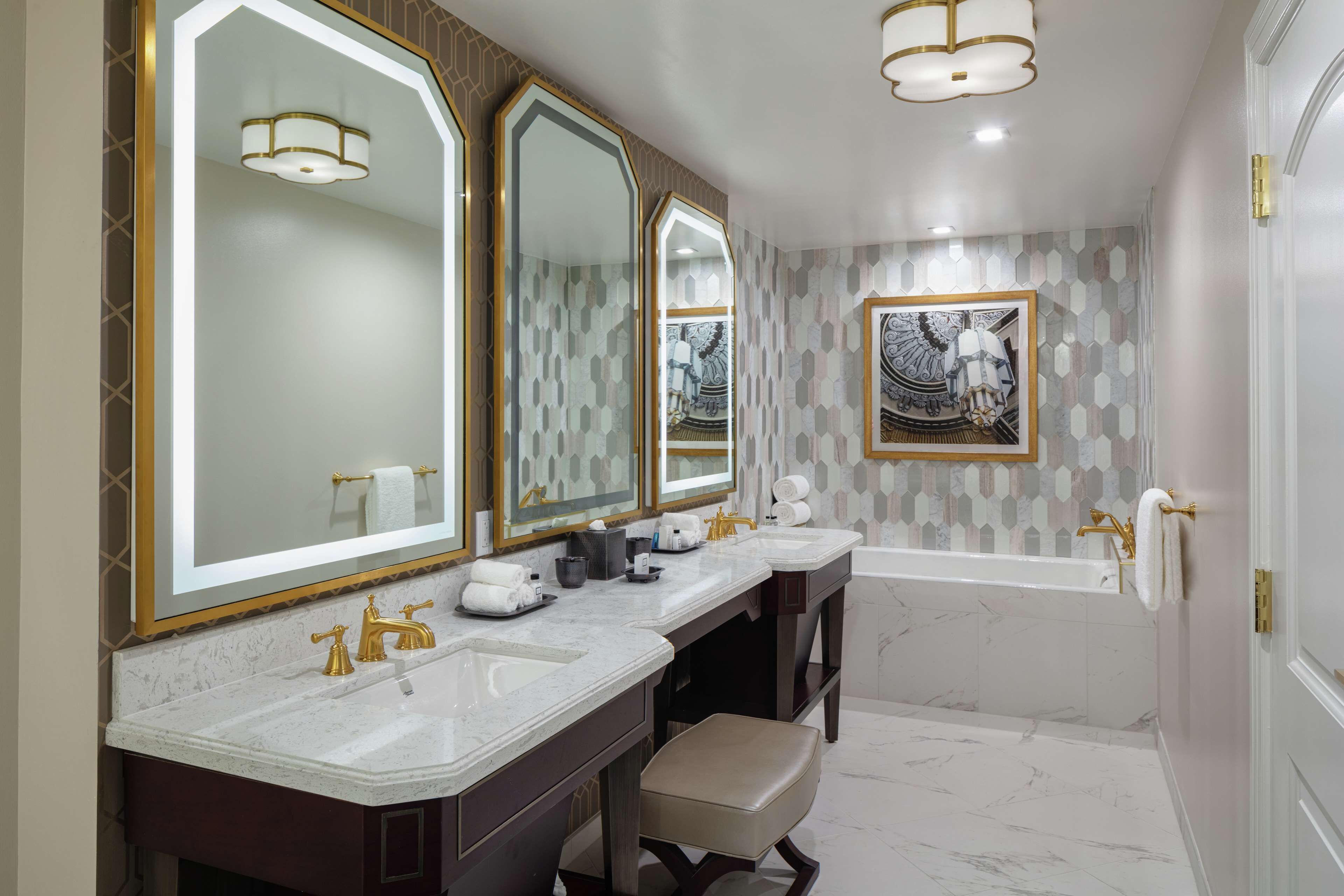 suite, 1 king bed (eisenhower) | bathroom | designer toiletries, hair dryer, towels, soap