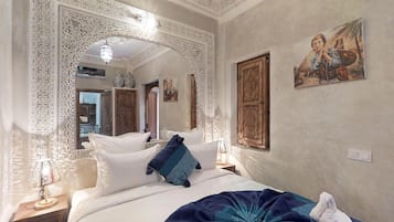 Luxury Double Room, 1 King Bed, Courtyard View (Double Berbere) | Frette Italian sheets, premium bedding, down comforters