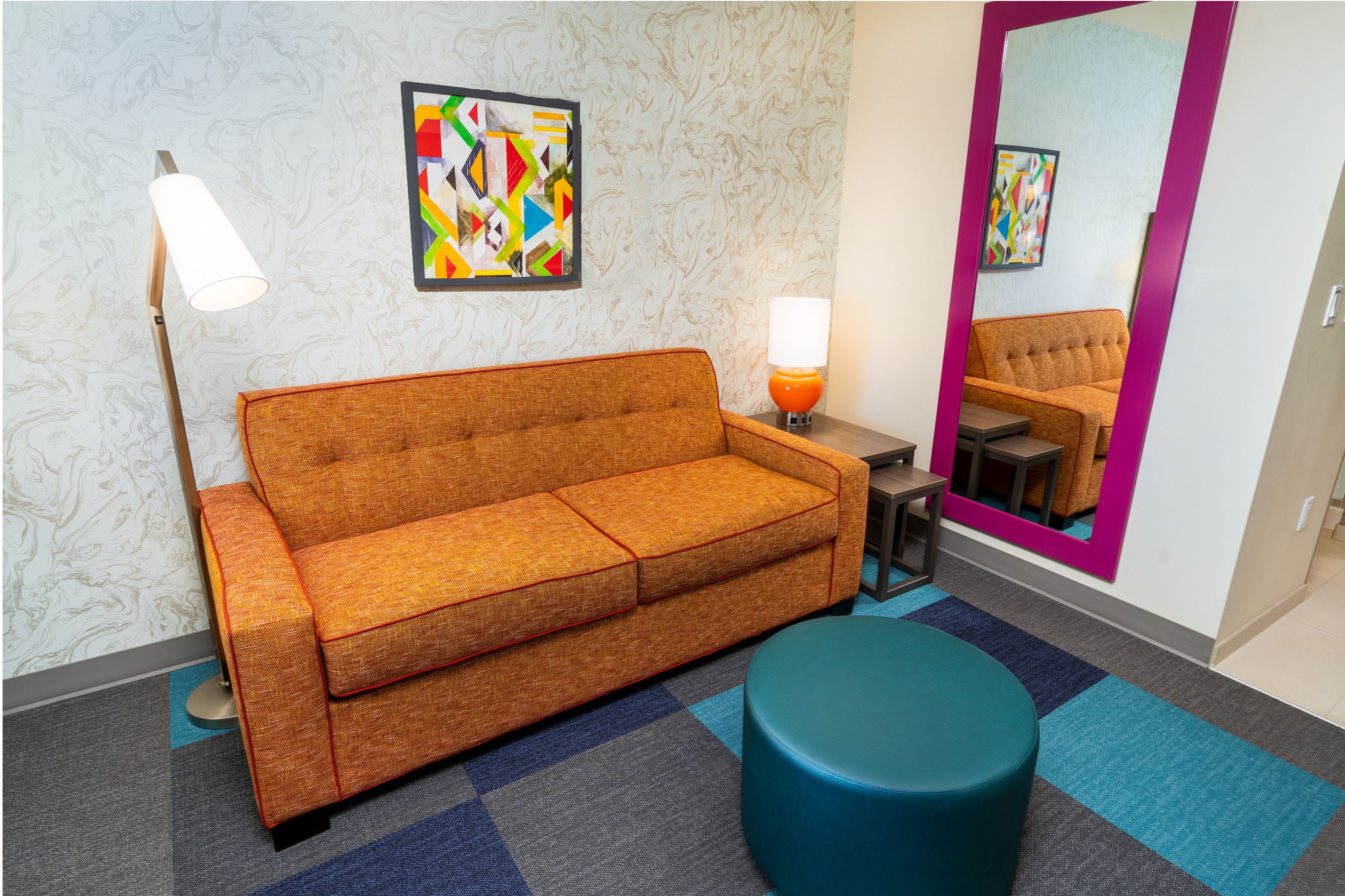 hypo-allergenic bedding, desk, blackout curtains, iron/ironing board