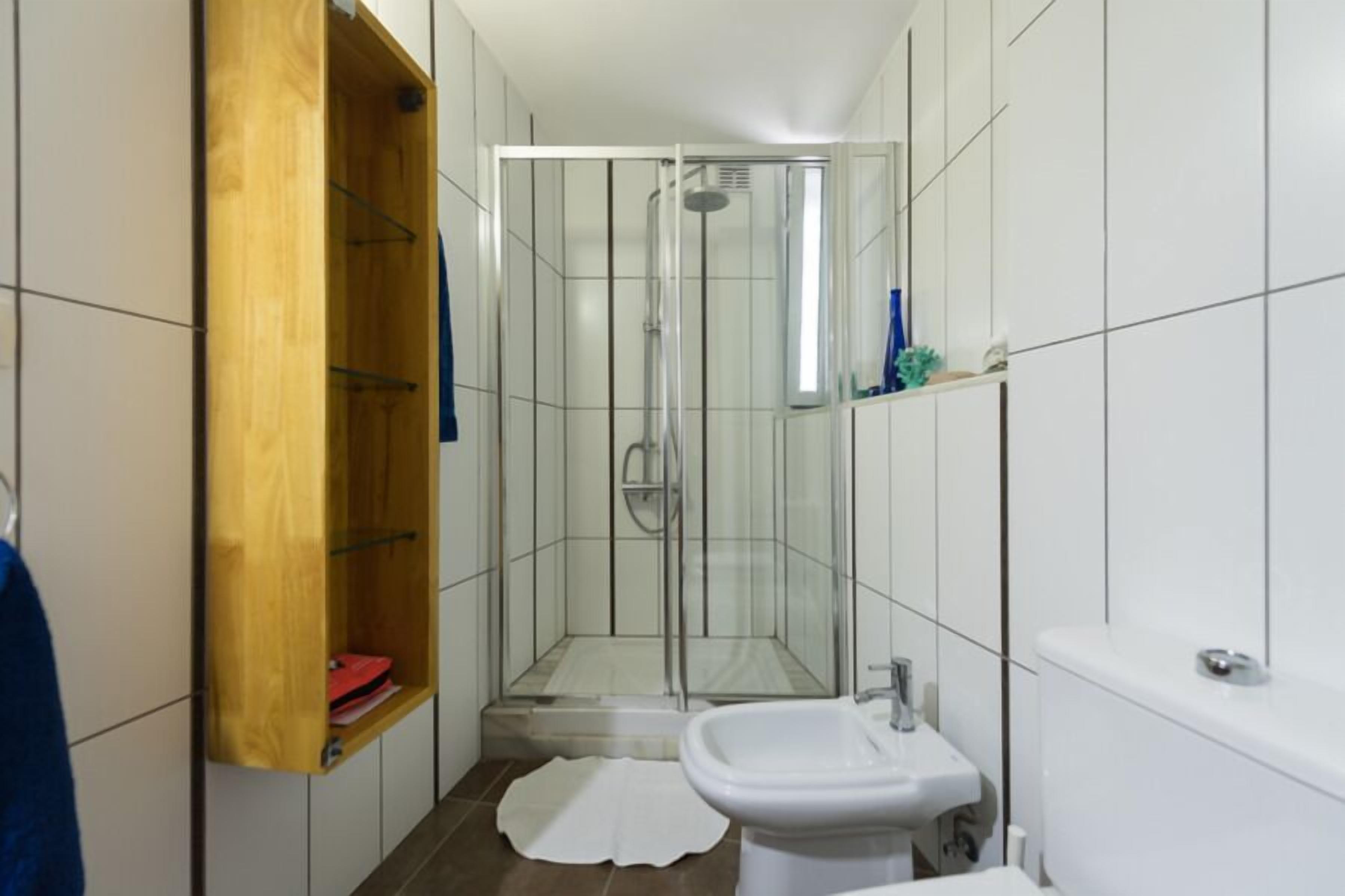 Appartement, 1 slaapkamer | Badkamer | Een douche, een regendouche, handdoeken, shampoo