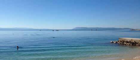 Beach nearby, sun loungers