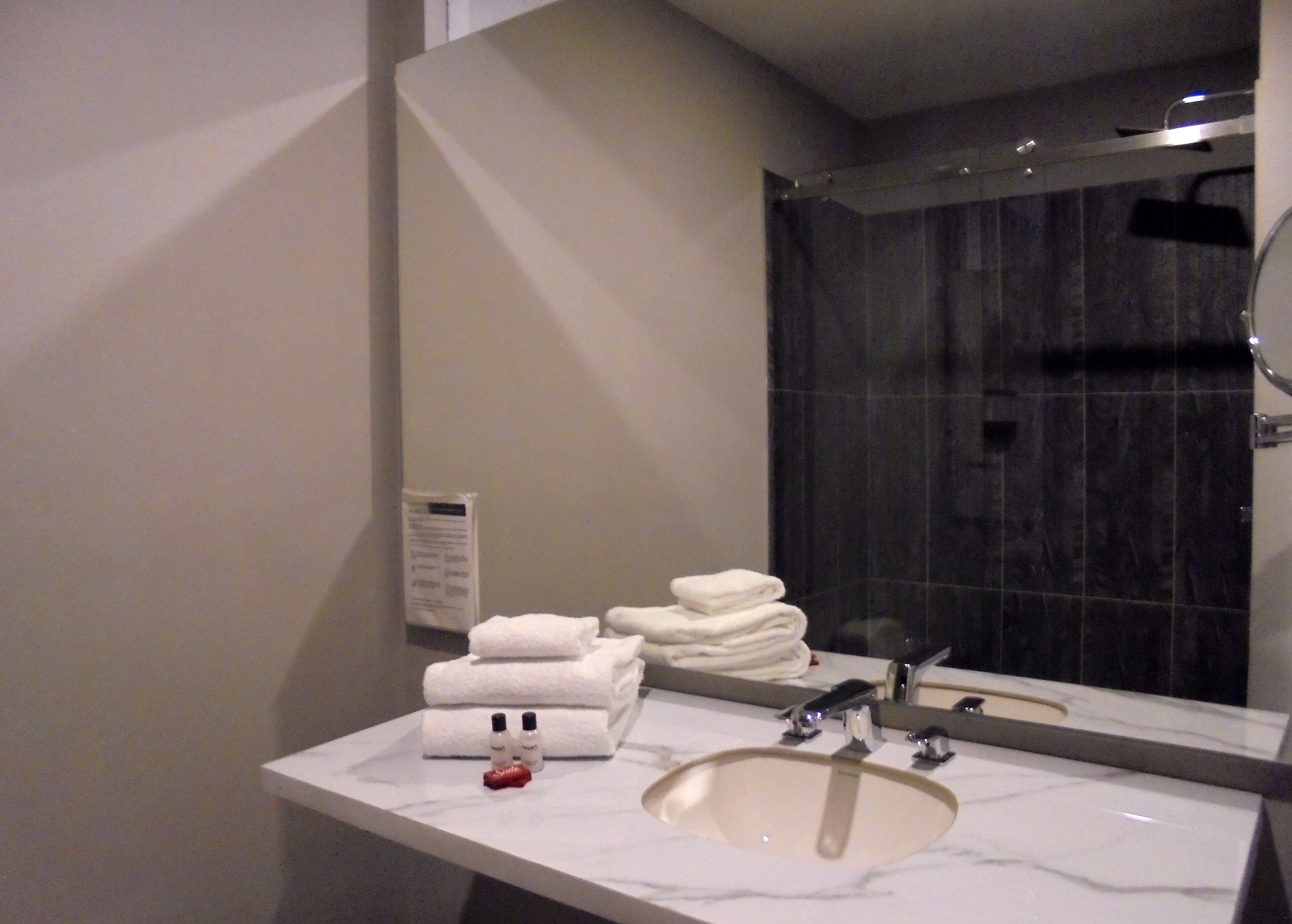 standard twin room | bathroom | shower, towels