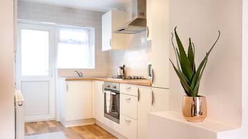 Fridge, microwave, oven, electric kettle