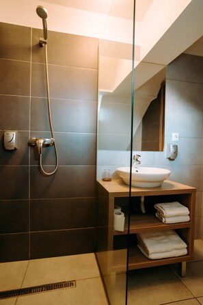 Standard Room, Courtyard View | Bathroom | Shower, free toiletries, hair dryer, towels - Vila Anca (Sibiu)