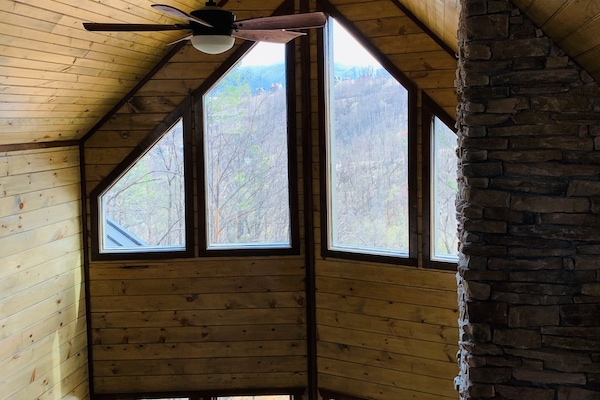 View of great room from upstairs loft.