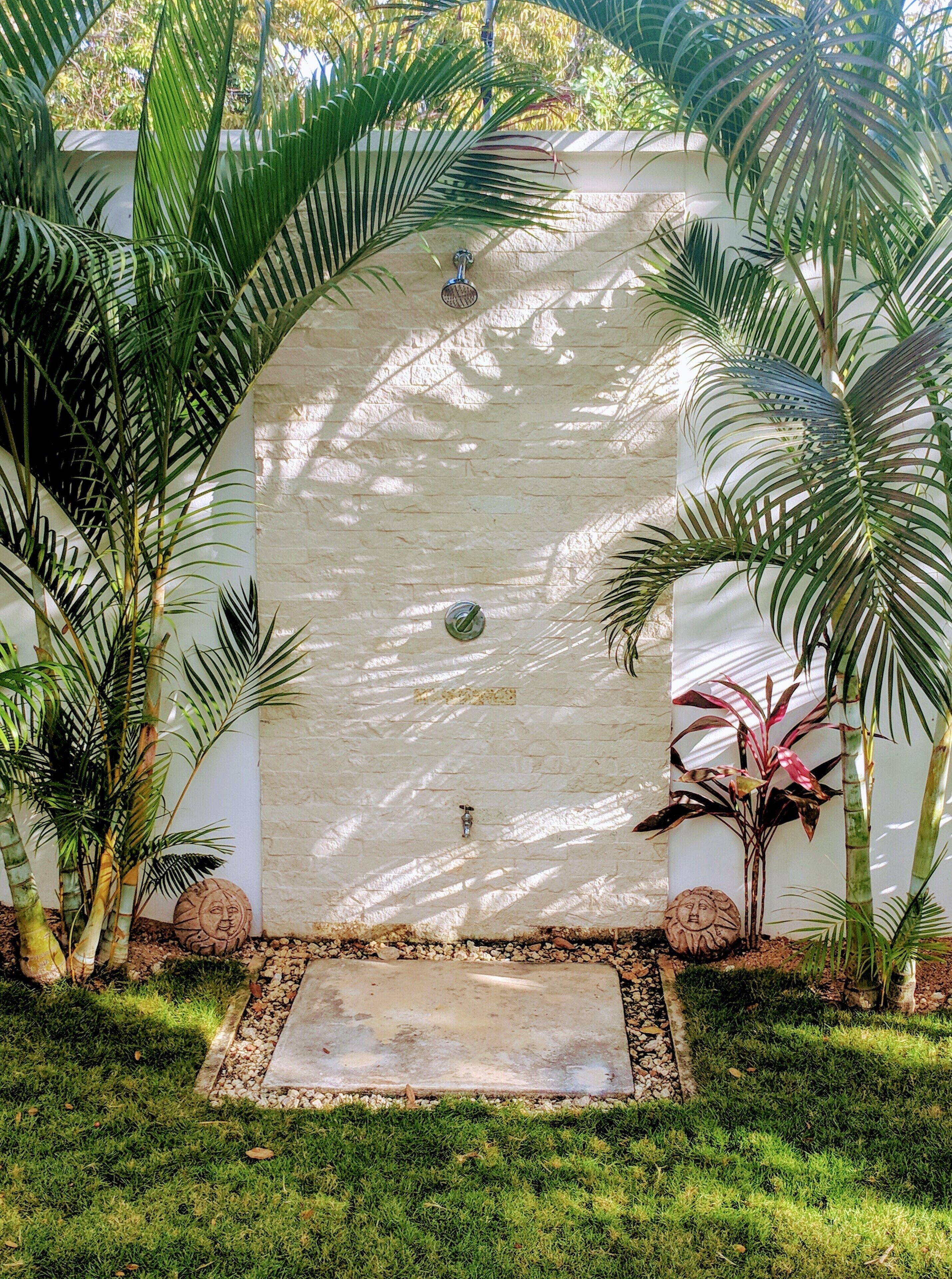 outdoor shower in private garden