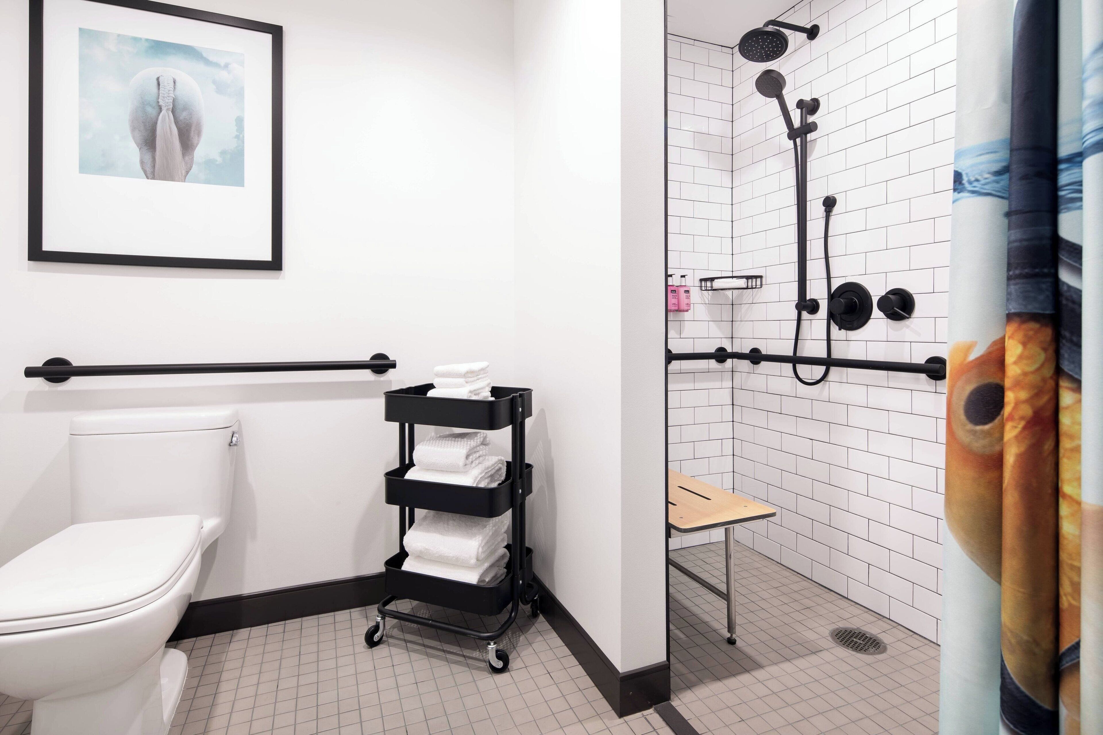 free toiletries, hair dryer, towels