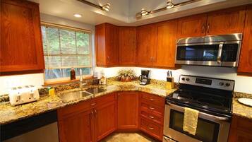 Fridge, microwave, stovetop, dishwasher