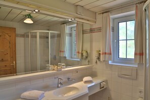 Dusche, Haartrockner, Handtücher