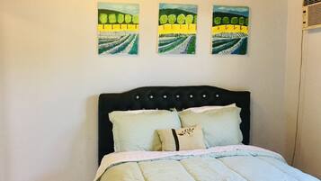 Individually decorated, individually furnished, desk, laptop workspace