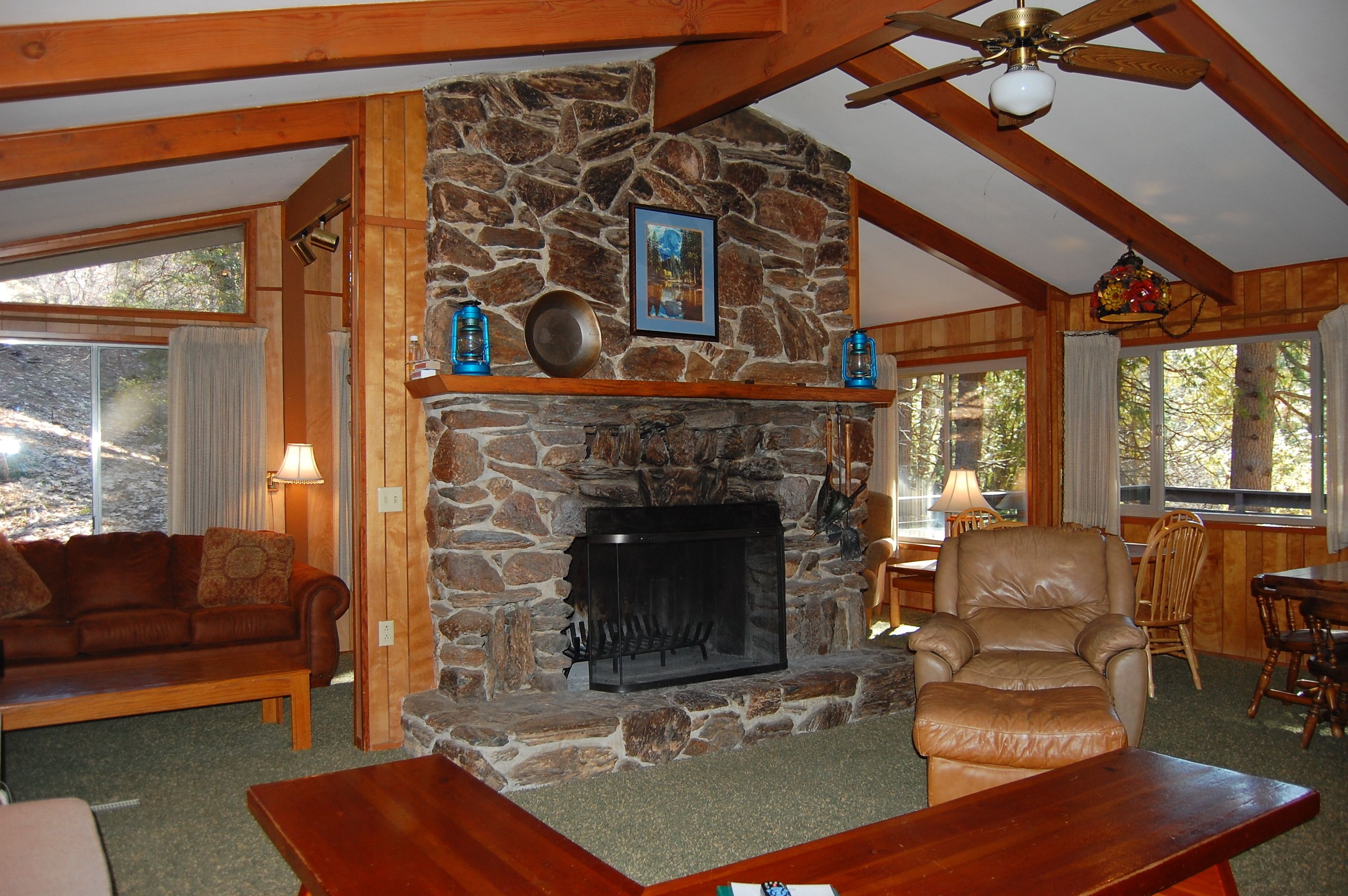 تلفزيون بشاشة مسطحة، مدفأة، مشغل دي في دي، كُتُب