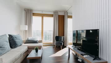 Exclusive Apartment, City View | Premium bedding, laptop workspace, blackout drapes, iron/ironing board