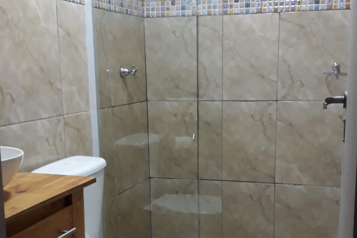 standard double room, 1 queen bed, pool view | bathroom | shower, rainfall showerhead, free toiletries, towels