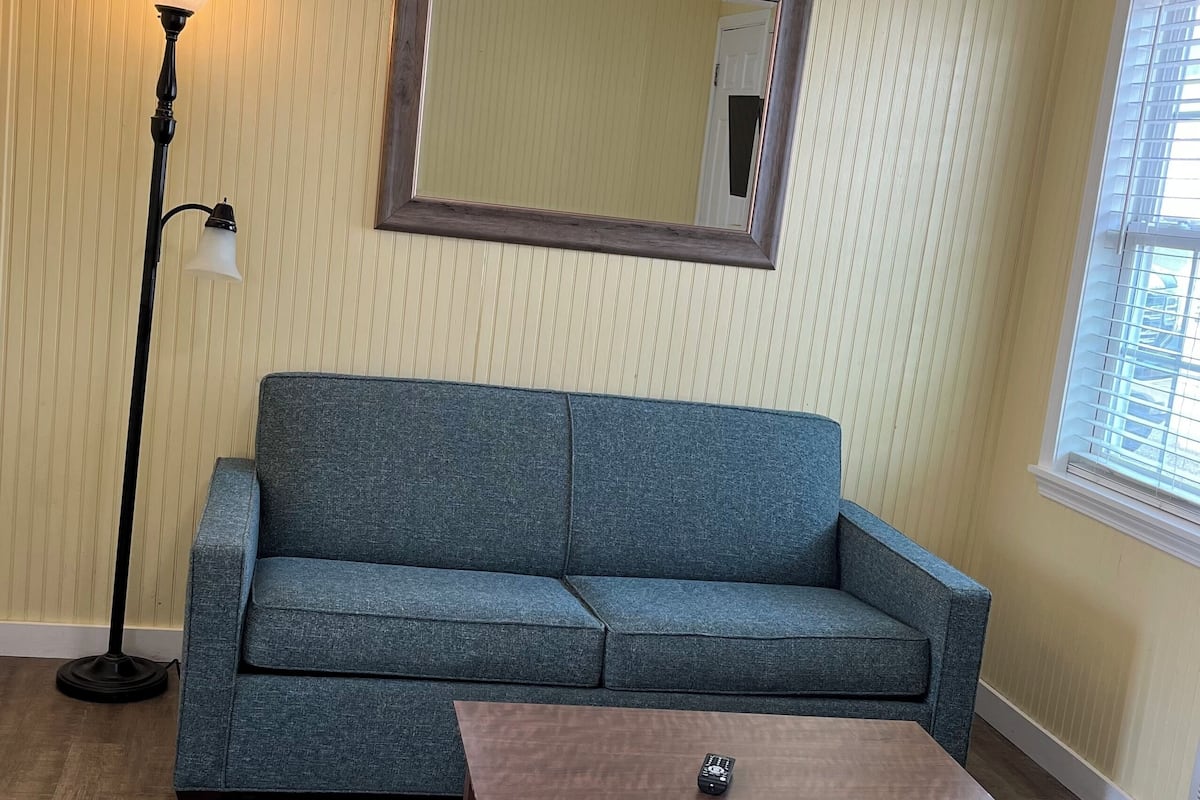 Suite monolocale Comfort, 1 letto queen con divano letto | Area soggiorno | TV 45 pollici con canali via cavo