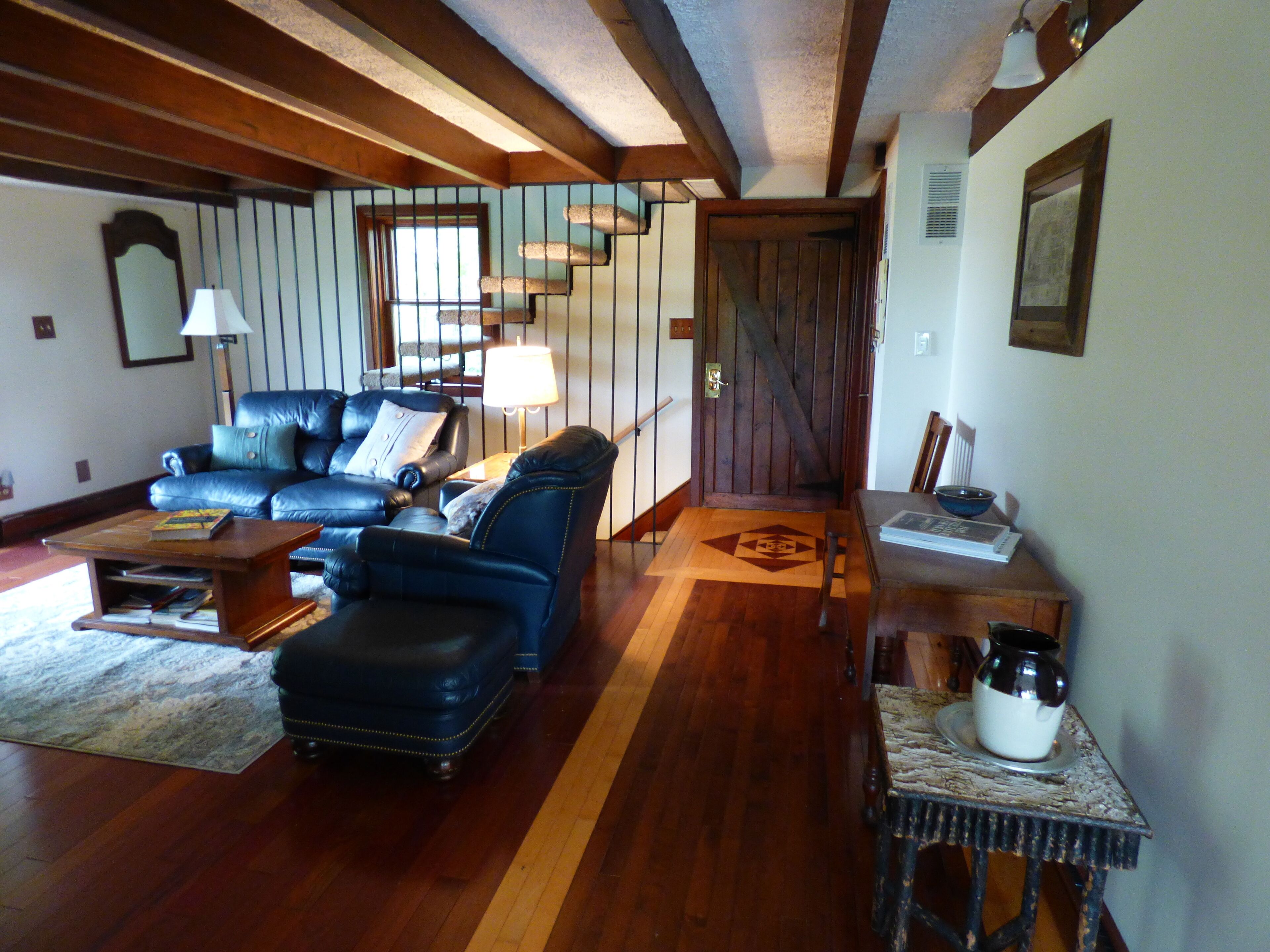 Smart TV, fireplace, DVD player, books